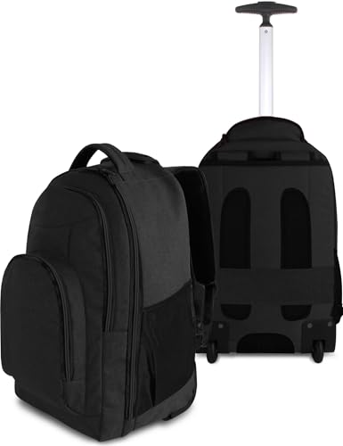 normani Rucksack mit Trolleyfunktion - 30 Liter Volumen Rucksacktrolley zum ziehen mit Laptopfach für Schule, Uni, Reisen, Ausflüge oder Einkaufen Farbe Schwarz