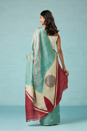Taneira green tussar silk saree in tussar silk – image 4