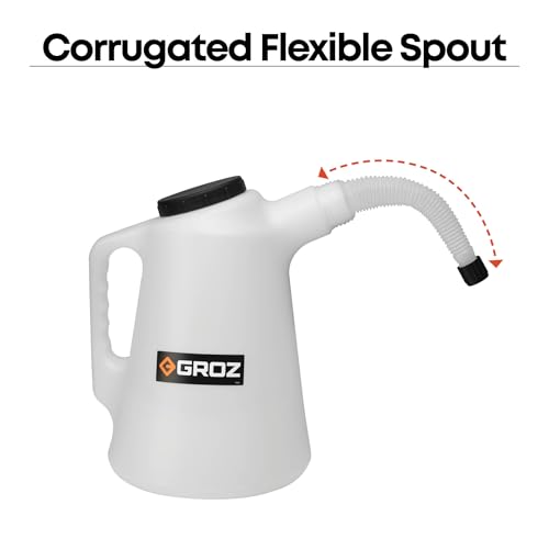 Image of Groz Plastic Measure 3 Litres with Flexible Spout | High Density Construction | Easy Measuring and Transfering | Funnel for Petrol, Diesel, Fluid Transfer | MSR /P /F-3