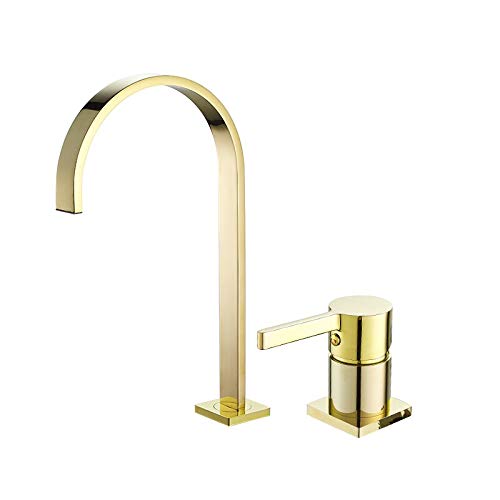 Grifo de lavabo oro cepillado con rotación de 360 grados para solucionar la falta de espacio
