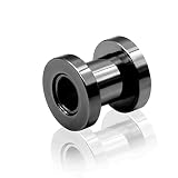 [HSP] フレッシュトンネル ボディピアス サージカルステンレス 金属アレルギー対応 ホール 黒 2G (6mm) メンズ レディース ブラック ネジ式 耳たぶ