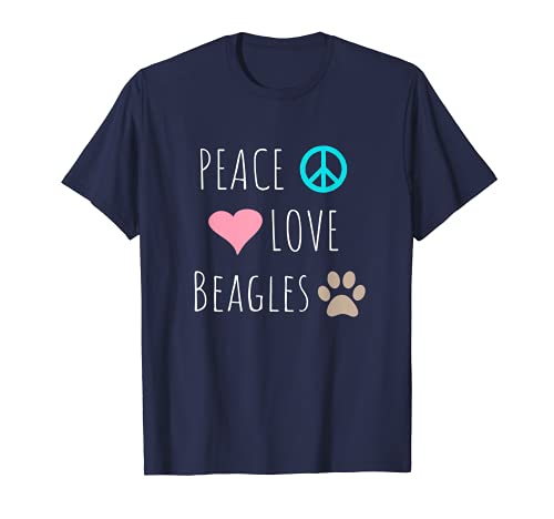 Peace Love Beagles Cute Dog Puppy Pet Lover T-Shirt T-Shirt, Blue