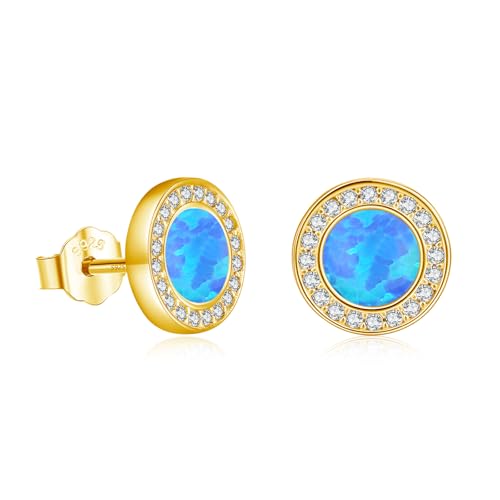 Boucles d'oreilles opale bleue femme argent sterling 925 : le cadeau d'anniversaire idéal