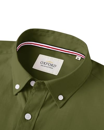 Image of Alimens & Gentle Mens Solid Oxford Shirt Long Sleeve Dress Shirt Work Casual Button Down Shirts with Pocket