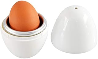HOME-X Single Microwave Egg Boiler for Hard-Boiled or Soft-Boiled Eggs, Egg Microwave Cooker No Piercing Required, Dishwasher Safe-Up 1 Egg, 2 ¾” D x 4” H, White