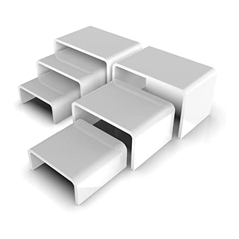6 Piece White Acrylic Risers | Black Display Stand for Jewelry, Food and Collectibles | Action Figurine Shelf Display | Black Tiered Display Stand Cover