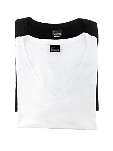 Felina | Slub Jersey V-Neck T-Shirt | Short Sleeve | 2-Pack