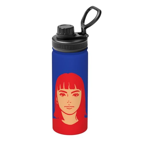 女性アーティスト 魔法瓶 水筒 スポーツウォーターカップ スポーツボトル 直飲み ステンレス マグ ボトル 大容量 ポータブル こぼれ防止 持ち手付き 真空断熱 持ち運びが簡単 保温保冷 アウトドア 登山 自転車 遠足 男女兼用 18oz