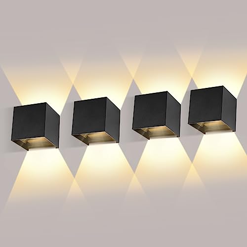 4 Pack 12W LED Wandleuchten Innen/Außen Wandlampe Auf und ab Einstellbarer...