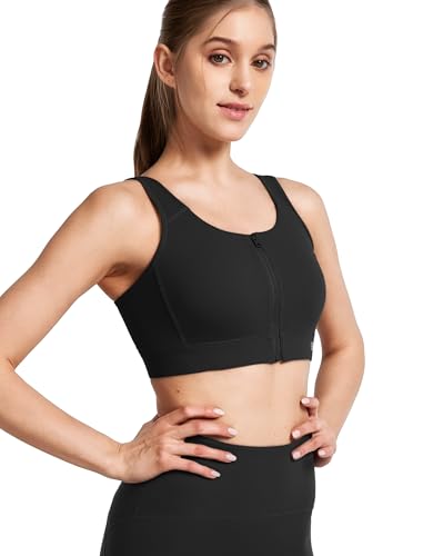 Yvette Front Zip Sports Bras for Women High Impact V-Back Supportive Bras for Plus Size2