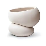GU GREENERY : UNLIMITED Fondra Self Watering Pot for 6" Plants, Modern Indoor Ceramic Planter, Maint