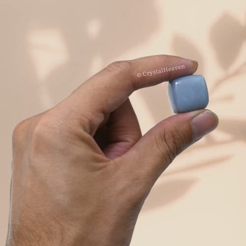 Image of Certified Angelite Crystal Healing Tumbled Stone, Natural Polished Crystals for DIY Crafts, Manifestation, Meditation, Pooja Feng Shui and Reiki Healing (30 Grams)