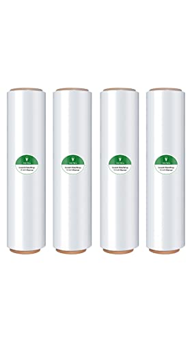 YXX-TECH Stretch Wrap Roll - Heavy Duty Industrial Strength 18inch 1500ft,Clear Cling Shrink Wrap Film Roll 80 Gauge - Ideal for Furniture, Moving, Shipping, and Pallet Packing(Clear-4Pack)