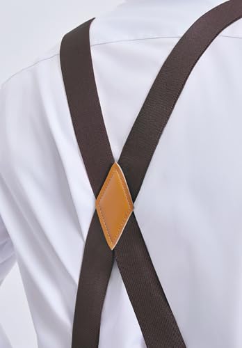 Image of HISDERN Bow Tie and Suspenders for Men Elastic X-Back Suspender and Bowtie Set Adjustable Braces for Wedding Tuxedo
