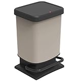 Rotho Paso Mülleimer 20l mit Deckel, Kunststoff (PP recycelt) BPA-frei, cappuccino, 20l (29,3 x 26,6 x 45,7 cm)
