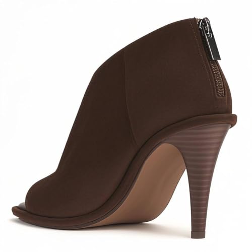 FOWT Women Chic Peep Toe Comfy Pumps High Heel Back Zipper Ladies Summer Party Dressy Shoes Size 4-16 US3