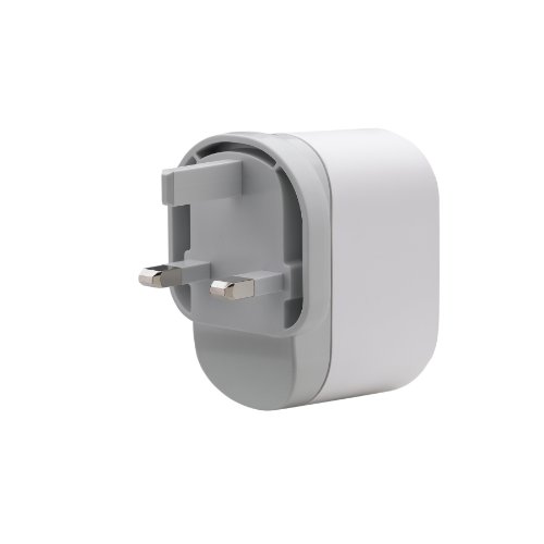 Belkin Dual USB Charger for iPhone and iPod - UK 3-pin - with 2 cables 1.2m long (1x Mini-USB to USB, 1x iPod/iPhone to USB)