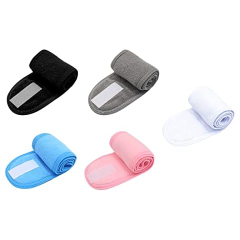 5 Pcs Spa Headband With Magic Tape Shower Head Wrap Hair Styling Accessories for Sport Yoga Shower Makeup Cover