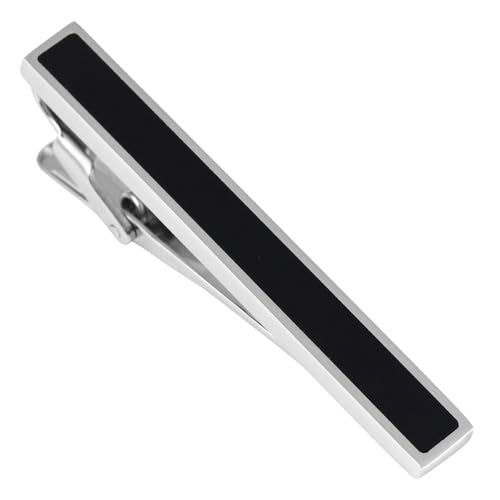 Silver Gold Gunmetal Onyx Tie Clip Tie Bar Made in Japan
