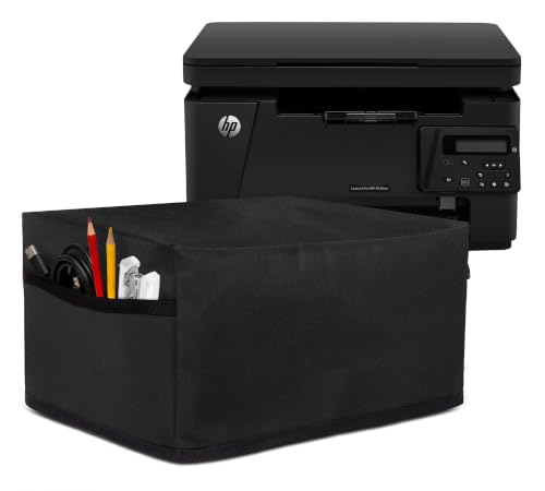 Image of Cranique Printer Cover for HP M126nw LaserJet Pro MFP for Home & office, Easy to clean, Durable Fabric, Foldable design, Dustproof, Water Resistant, Accessory Pocket (M126NW-Black)