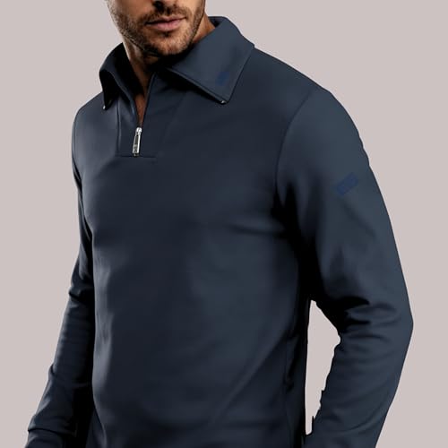 Brandsseller Herren Troyer mit Half-Zip – Leichter Baumwollpullover mit...