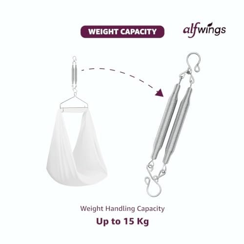 Image of Combo Set Baby Cradle Spring and Hanger | Up to 15 Kg | for Swing Jhula Straight Hanging Spring for, Thottil Hook Jhoola Palna (Silver, Center Hole)