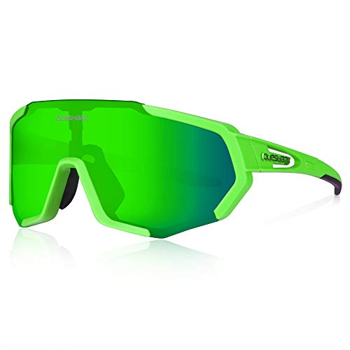 Image of Queshark Cycling Glasses, Sports Sunglasses for Men Women, 1 Polarized 2 HD Lens, Polarized Sunglasses for Cycling Running