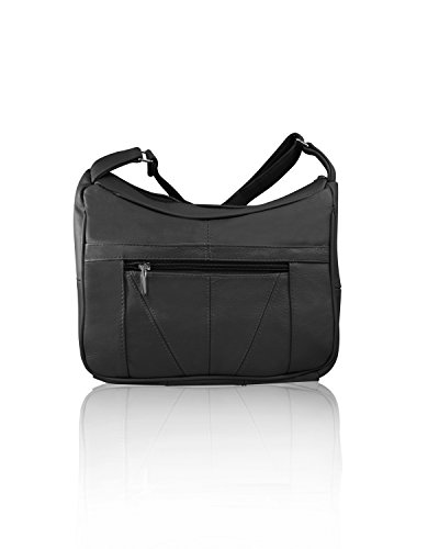 Roma Leathers Gun Concealment Shoulder Purse with Organizer - Cowhide Leather, Adjustable Strap - Black2