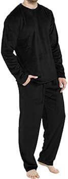 2024 AA Heren Vier Seizoenen Mode Leisure Zachte Thuis Effen Kleur Shirt Broek Pyjama Set Home Service Tweedelige Set Lange Fleece Warme Hoodie Pyjama Heren Zijden Pyjama Broek, Zwart, 3XL
