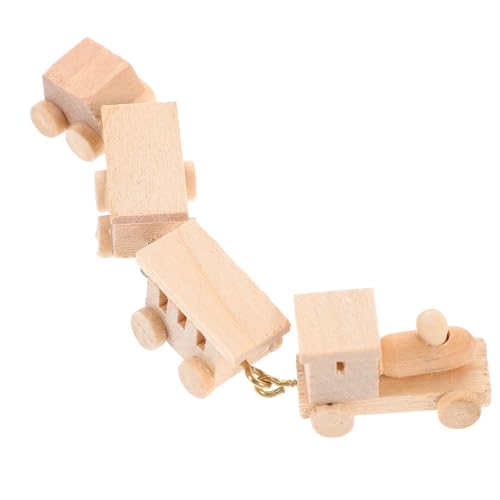 HEALSOPTHY Mini Treno in Legno, Decorazione Compatta per Casa delle Bambole, Giocattolo Natalizio Resistente e Facile da Trasportare