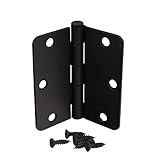 (Pack of 24) Kesler 3 1/2 Inch Matte Black Door Hinges with 1/4' Radius Corners