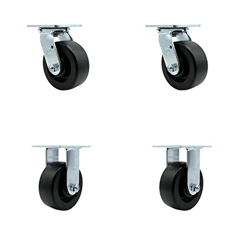 Service Caster Brand Replacement Set for Knaack Casters Model 505-Swivel Top Plate Heavy Duty Casters with 5 Inch Polyolefin Wheels-Includes 2 Swivel and 2 Rigid-Fits Knaack Models 32 3642 60 69 79 89