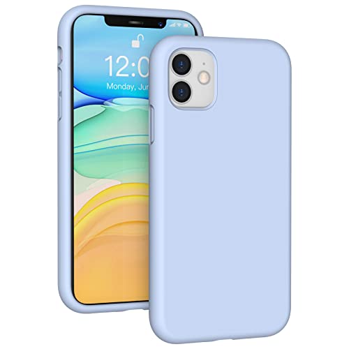 Coque silicone liquide anti-rayure pour iPhone 11 violet avec microfibre