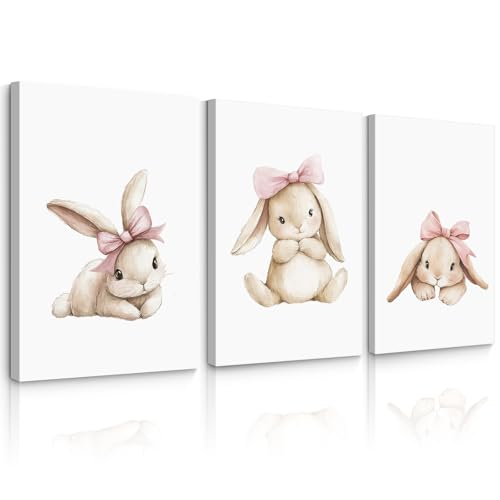 Lhoiplme Nursery Bunny Wall Art Decor Bunny Prints Baby Girl