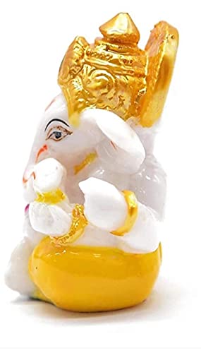 Image of Ganesh Idol for Car Dashboard - Ganpati Statue for Home Decor, Office Desk, Diwali Gifts Polyresin Showpiece