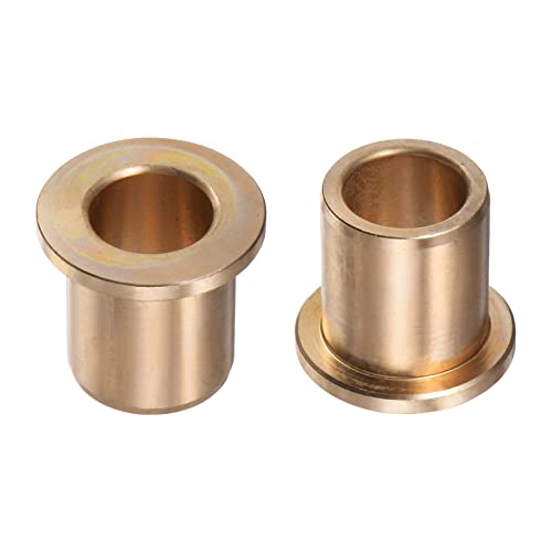 HARFINGTON 2pcs Flange Bearing Sleeve 15mm Bore 21mm OD 25mm Length 3mm Flange Thickness Bronze Bushing Self-Lubricating Bushings Sleeve for Industrial Equipment
