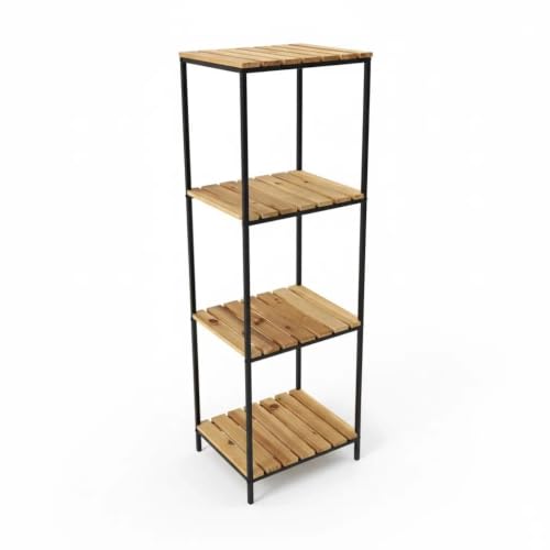 LIN HOME Mueble Baño Madera De 4 Niveles con Estructura De Metal XZ 22163