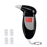 JDXun Alkoholtester, tragbarer Promilletester mit 5 Mundstücke, Professioneller Polizeigenau Alkoholmessgeräte mit LCD-Display für Den Persönlichen und Professionellen Gebrauch