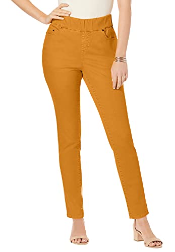 Jessica London Women s Plus Size Comfort Waistband Skinny Jeans Pull On Stretch Denim Leggings Jeggings - 18 W, Rich Gold