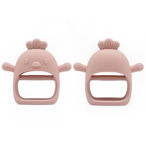 Image of Baby Teething Toy for 0-6 6-12 Months, Food Grade Silicone Teething Mitten, Anti Dropping Wrist Hand Teethers Baby Chew Toys for Sucking Needs, BPA Free Pack of 1 (Maroon)