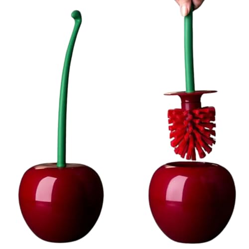 ENS STORE - Brosse Toilettes WC Forme Cerise – Brosse WC Originale et Design avec Support – Nettoyage Efficace et Hygiénique – Accessoire WC Décoratif et Pratique pour Salle de Bain Moderne
