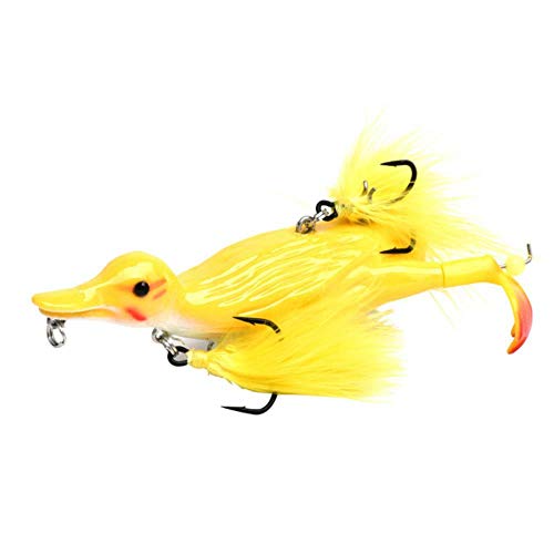 Pato ESTUPIDO 3D Señuelo de Pesca en el Agua Flotante Cebo Artificial Plopping and Splashing Feet Hard Fishing Tackle Geer, Color A