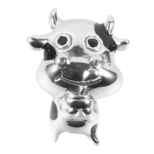 LIFKOME 1 Pc Small cow silver beads toy animals jewelry necklace charm necklace jewelry accessories jewelry findings charms Animal Craft Beads neck chain accessory New Year gift vintage, 1×0.7×0.6cm