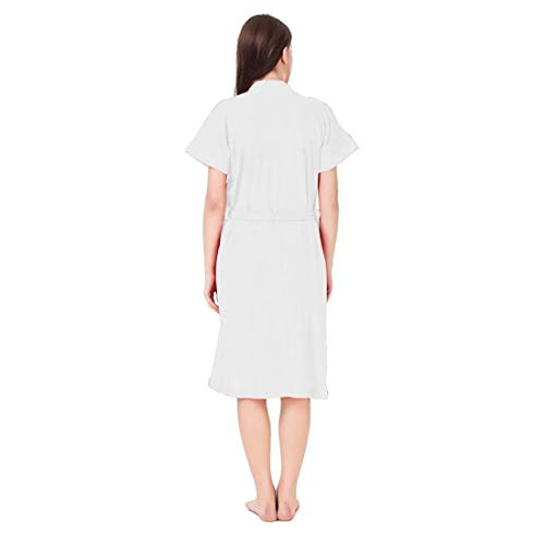 Image of bathrobes terry cotton free size bathrobe for women, bathsuit fit up to 42 inches chest size ladies - Luxury White bathrobe