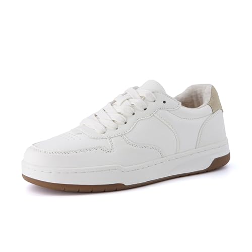 CUSHIONAIRE Women's Serve lace up sneaker +Comfort Foam, Wide Widths Available, White 8 W