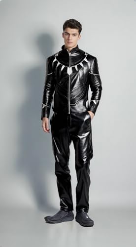 VearFit T Challa Qualited Wakanda Black Movie Panther Faux Leather Jacket Men4