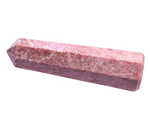Image of Amazing Gemstone Thulite Crystal Towers - Natural Healing Crystal Point Obelisk for Reiki Healing and Crystal Grid (2 inch to 3 inch Inch)