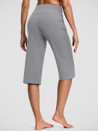 Image of ISEEGZ 15 inch / 18 inch / 21 inch / 25 inch Capri Pants for Women High Waist with Pockets Women's Capris Workout Yoga Pants Loose Straight Leg