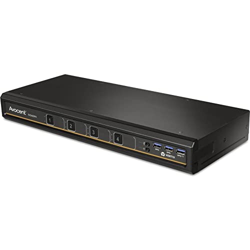 Image of Vertiv Avocent SwitchView Desktop KVM, 4 Port, Single Head Monitor, Universal Connector, TAA Compliant, Zero-Delay Switching, USB 3.0, High-Speed Charging, Hot-Key Switching (SV240DPH-400)