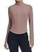 LOMON Women Workout Tops Workout Jackets for Woman Track Jacket Women Zip Up Long Sleeve Jacket Golf Shirt Light Brown S